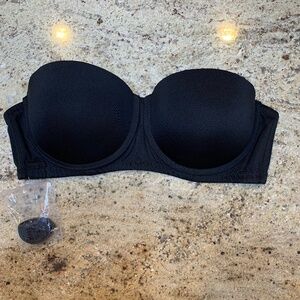 BEBE Black Bra 38C NEW Strapless Padded Underwire Push Up Convertible Strap